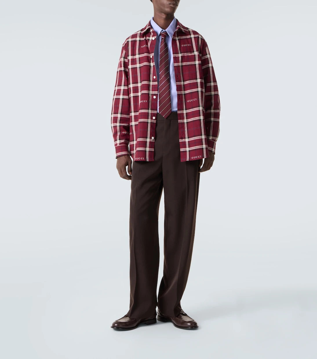 Gucci - Gucci Script plaid cotton jacquard shirt