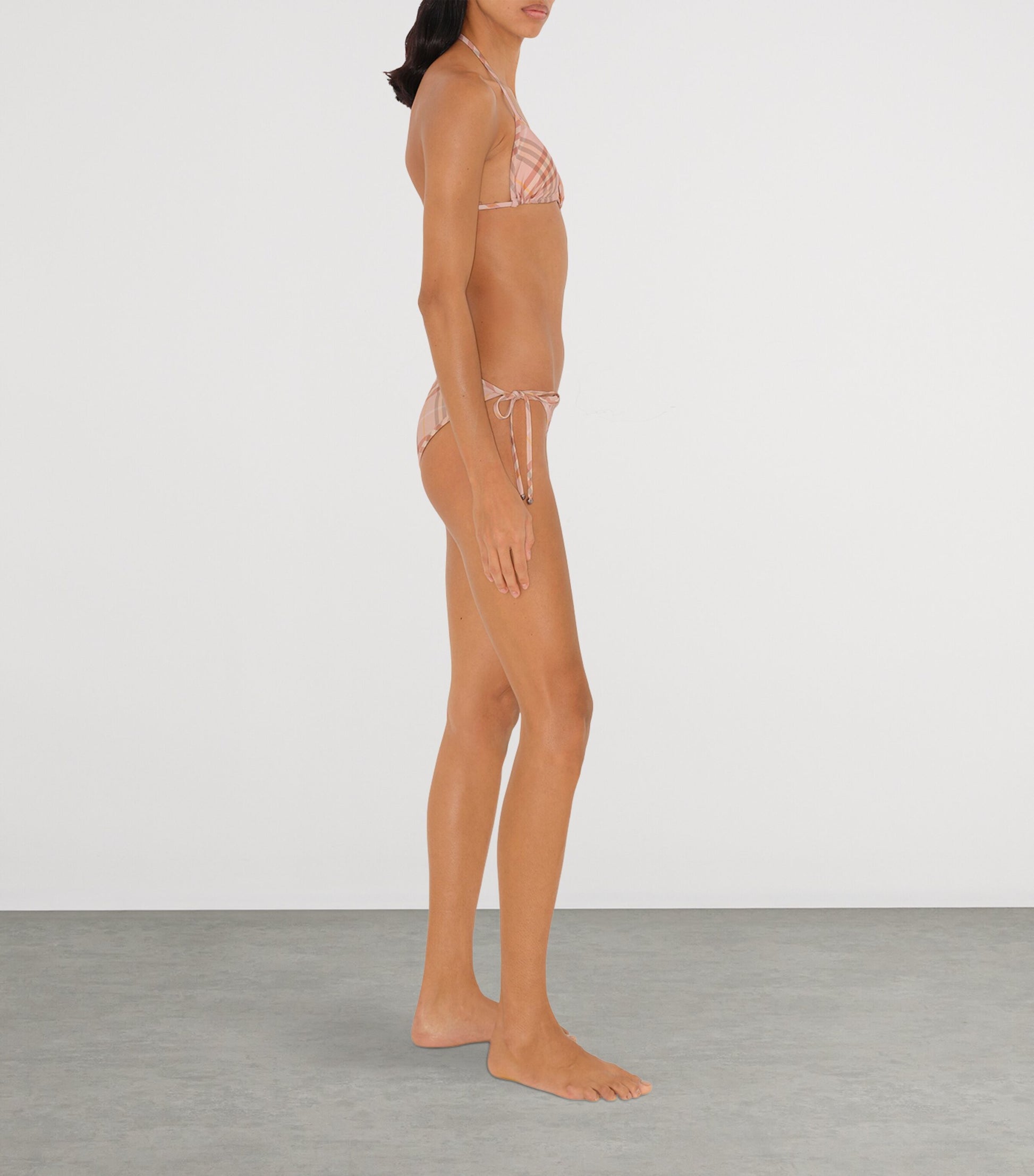 Burberry Pink Halterneck Check Bikini Top