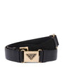 Prada Black Leather Triangle Belt