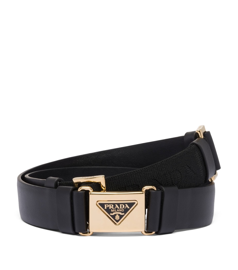 Prada Black Leather Triangle Belt