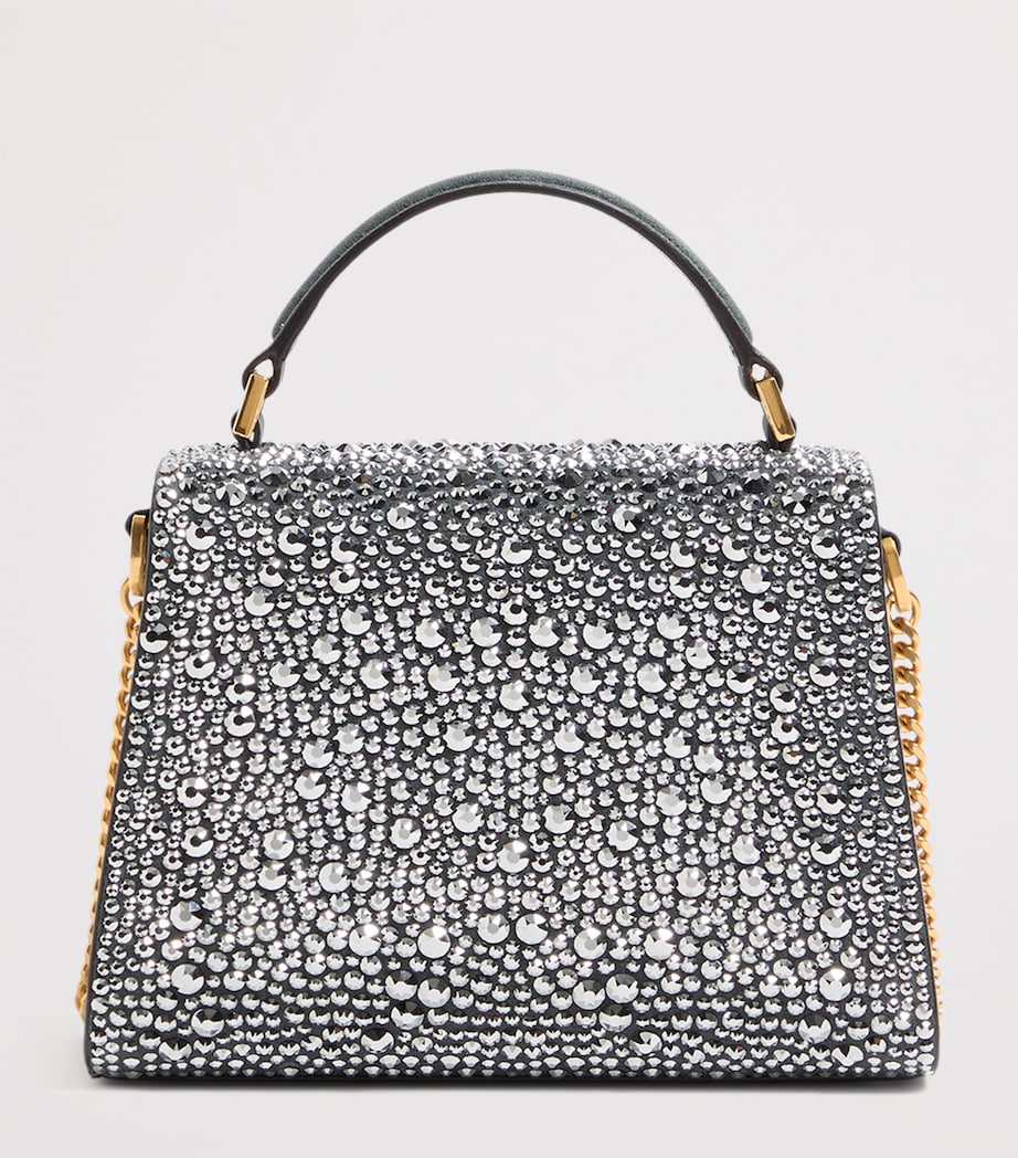 Valentino Garavani Silver Mini Leather Embellished Top-Handle Bag