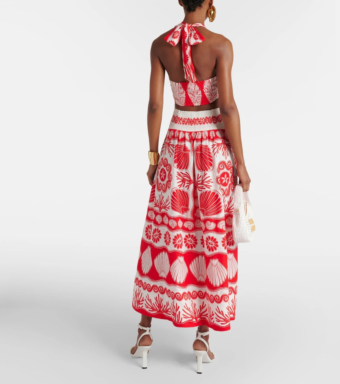 Farm Rio - Red Ainika Shell linen-blend bra top