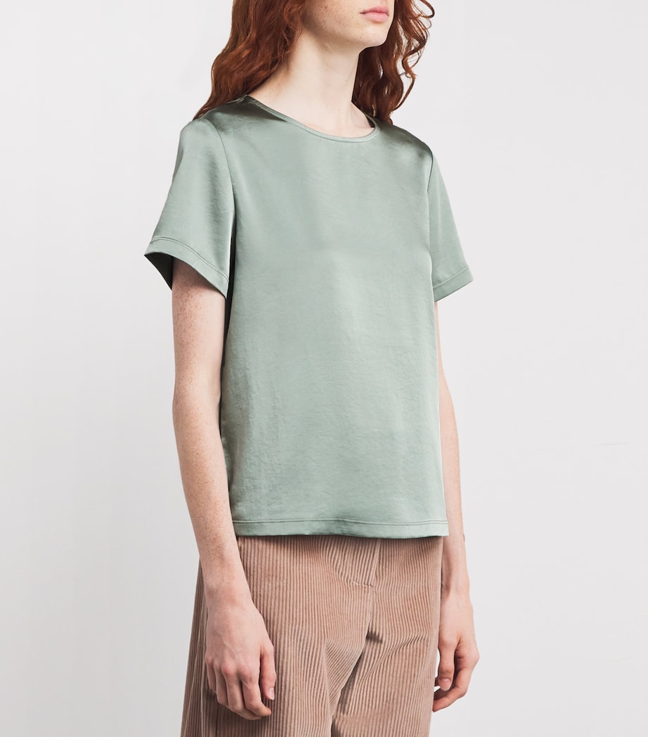 Green Satin-Front T-Shirt