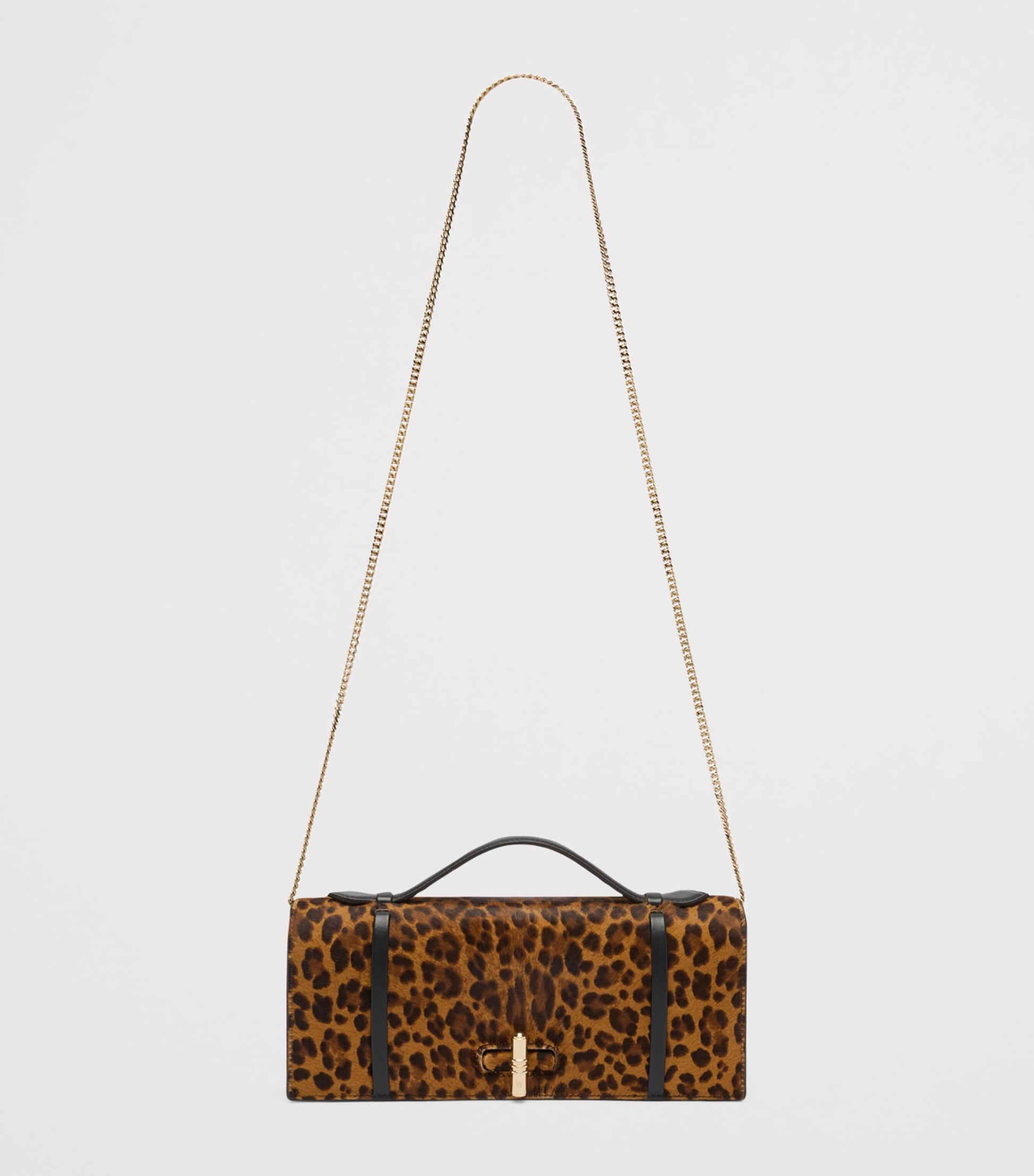 Malone Souliers Brown Leopard Calf Hair May Clutch Bag