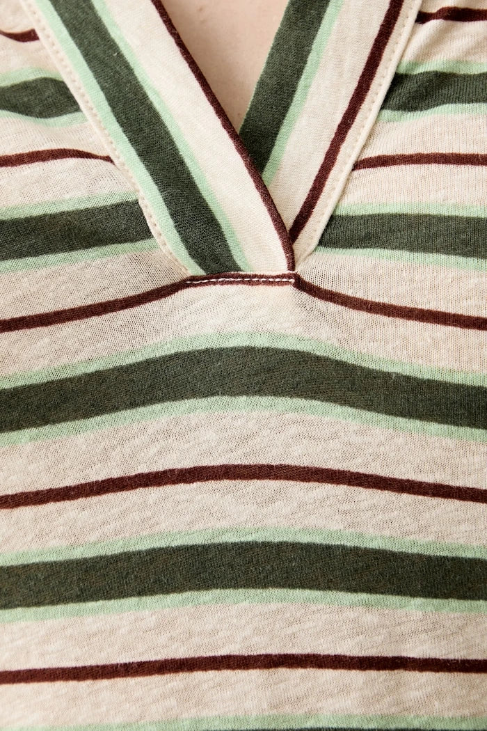 United Colors of Benetton yakalı kadın keten tişört