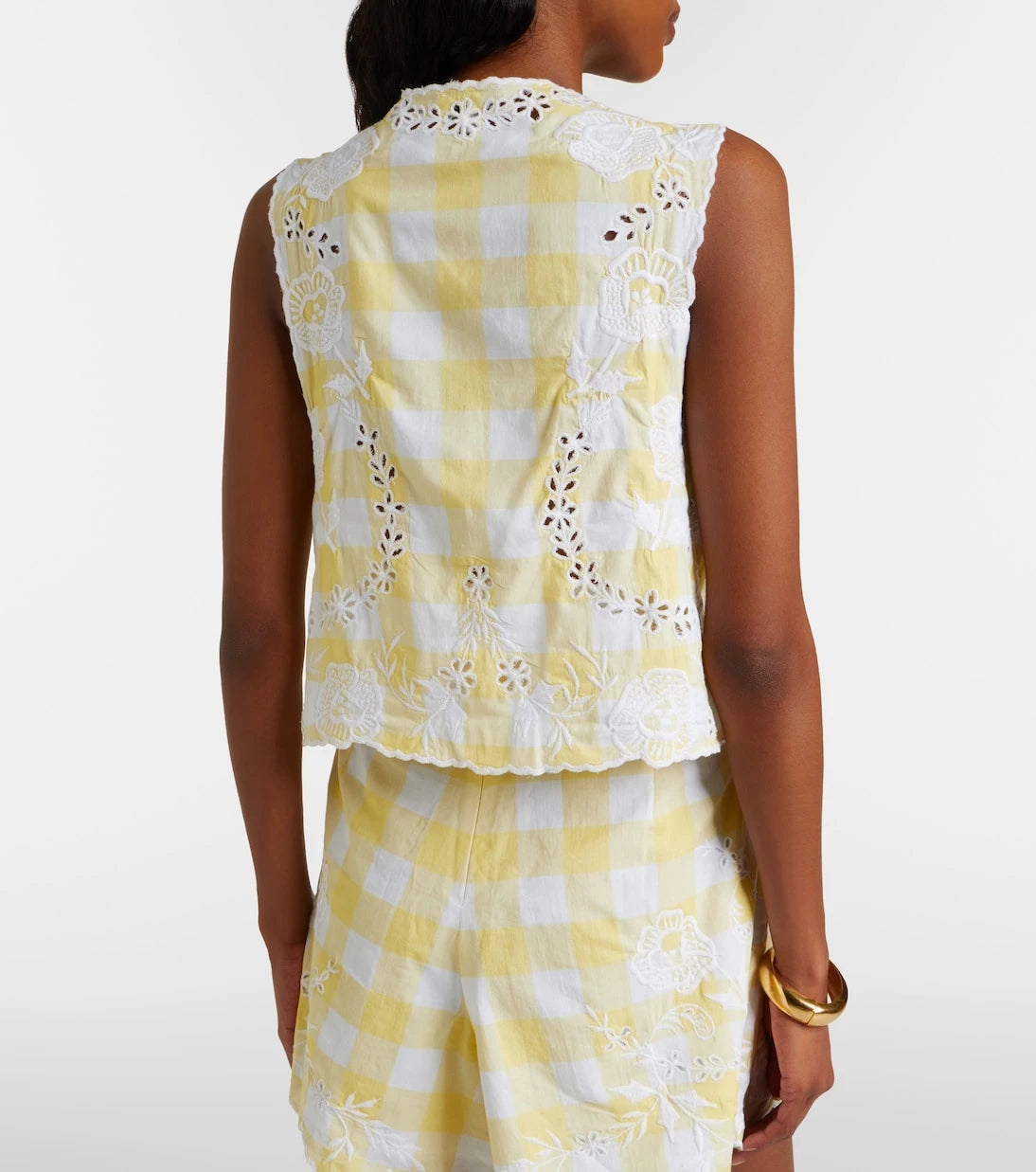 Juliet Dunn - Embroidered checked cotton vest
