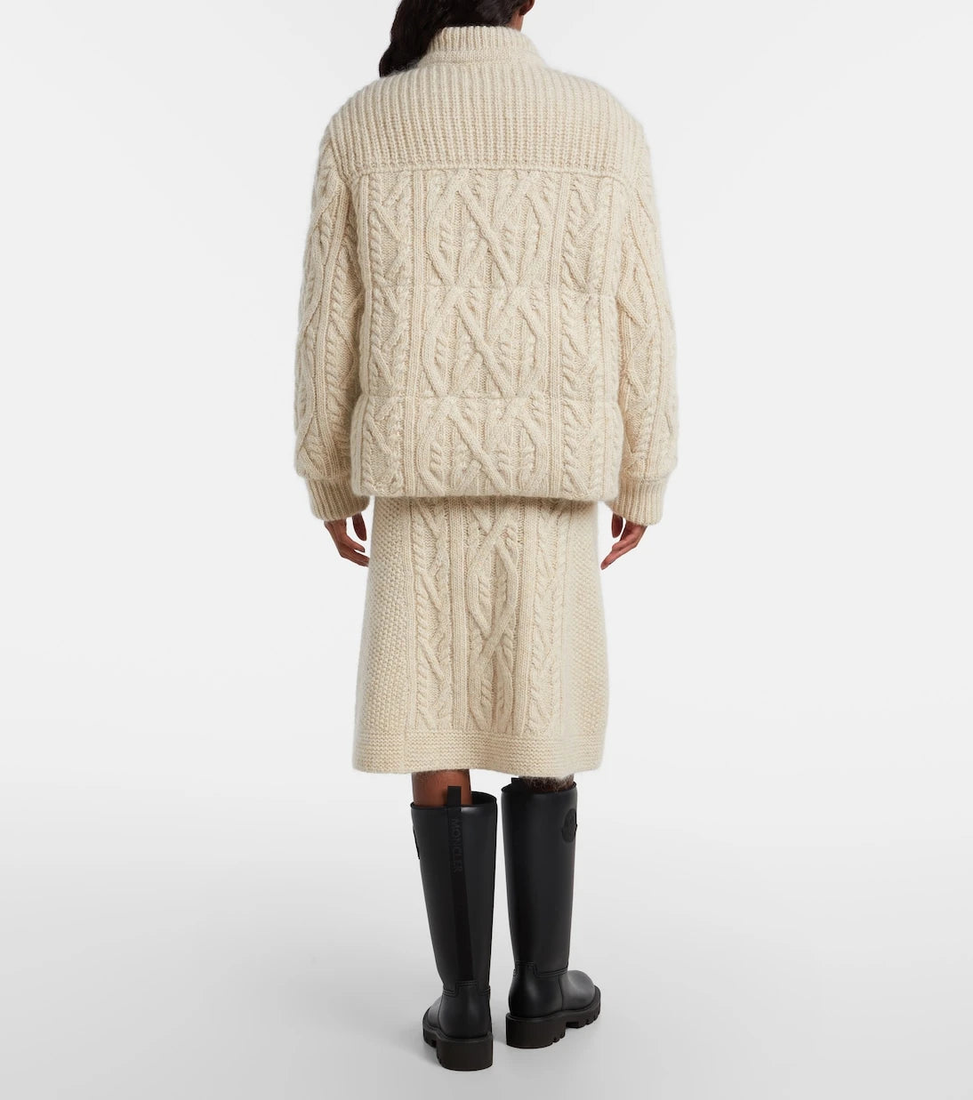 Moncler Grenoble - Cable-knit wool and mohair midi skirt