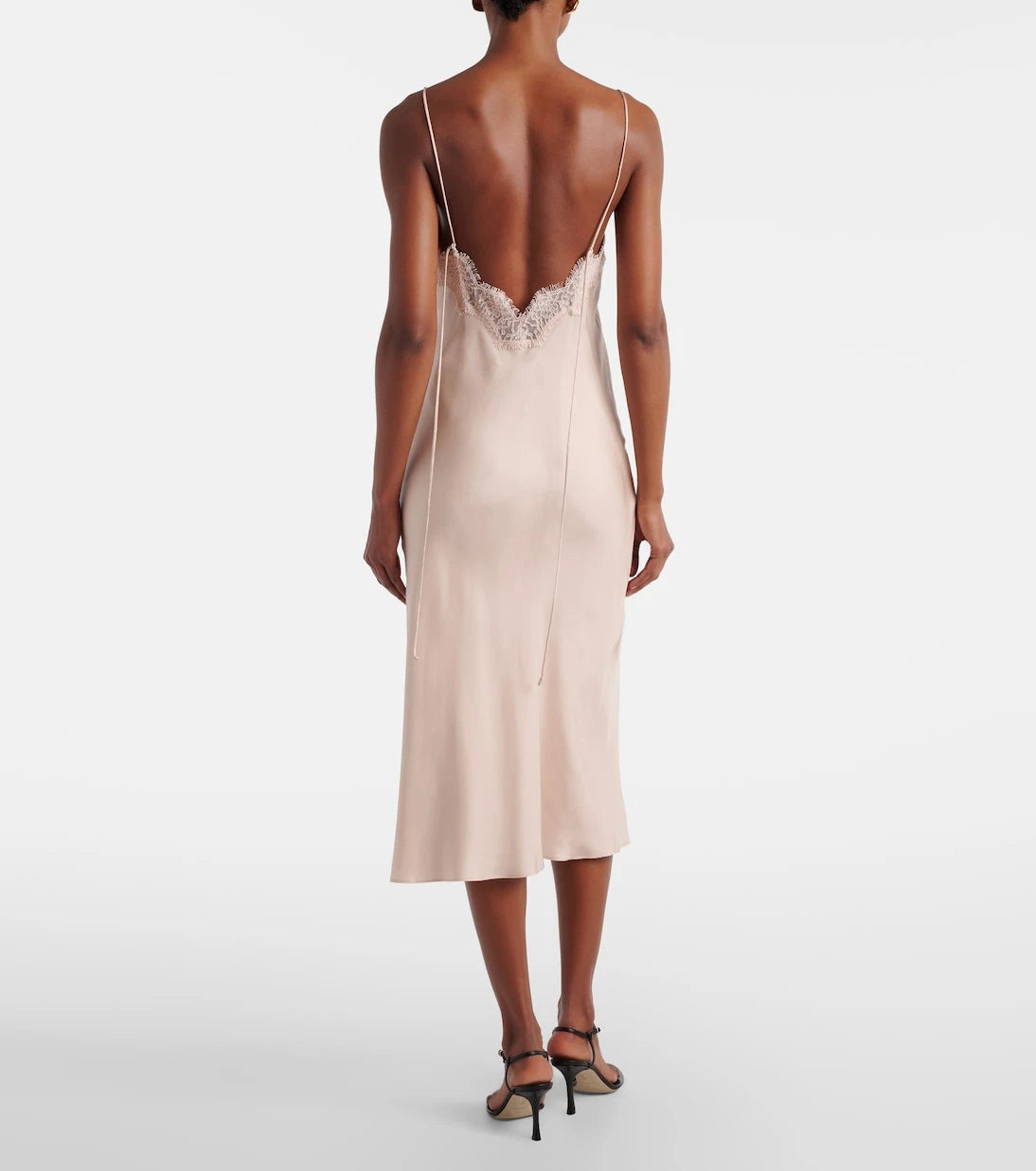 Róhe - Lace-trimmed silk satin slip dress