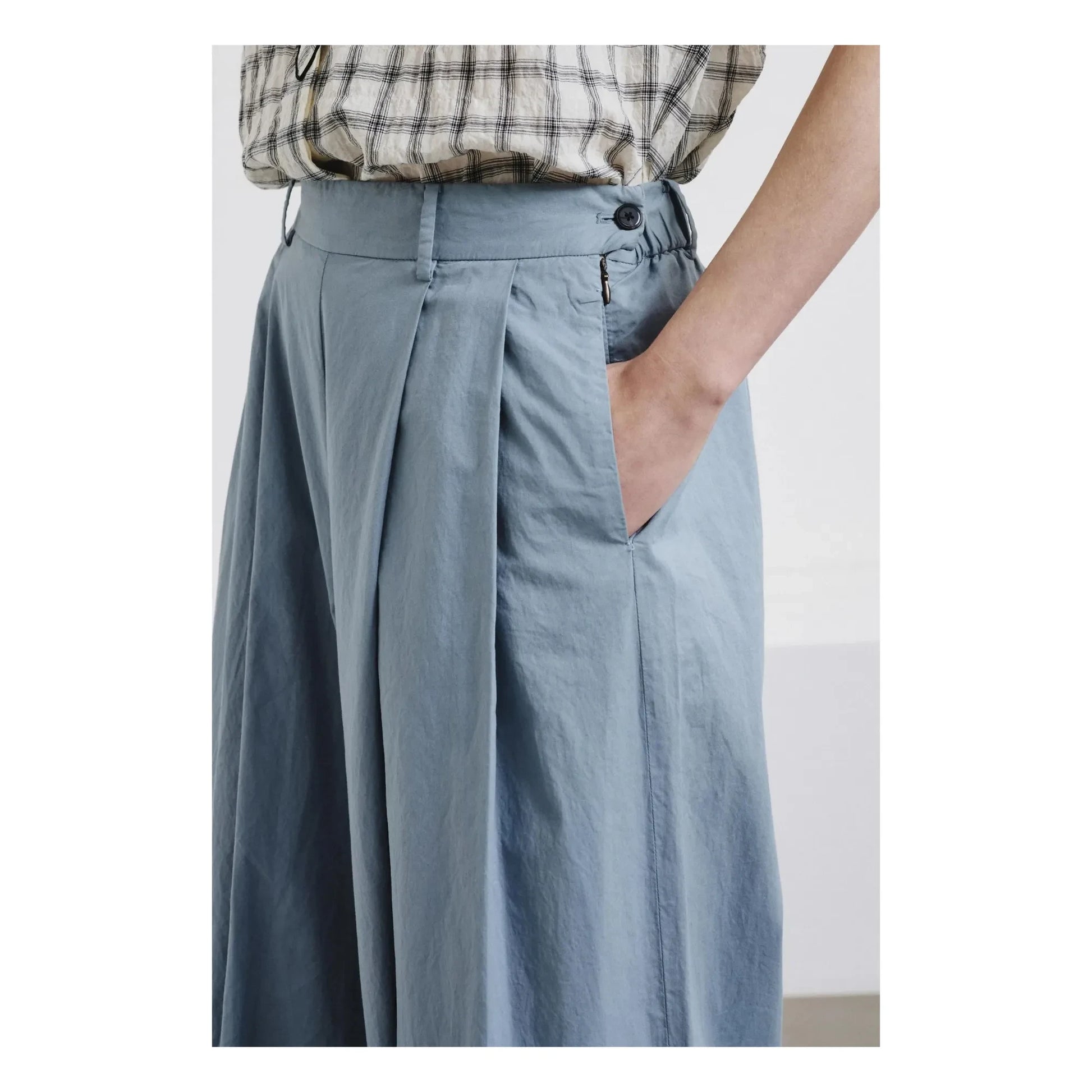 Pomandère - Cotton Gabardine Pants | Grey blue