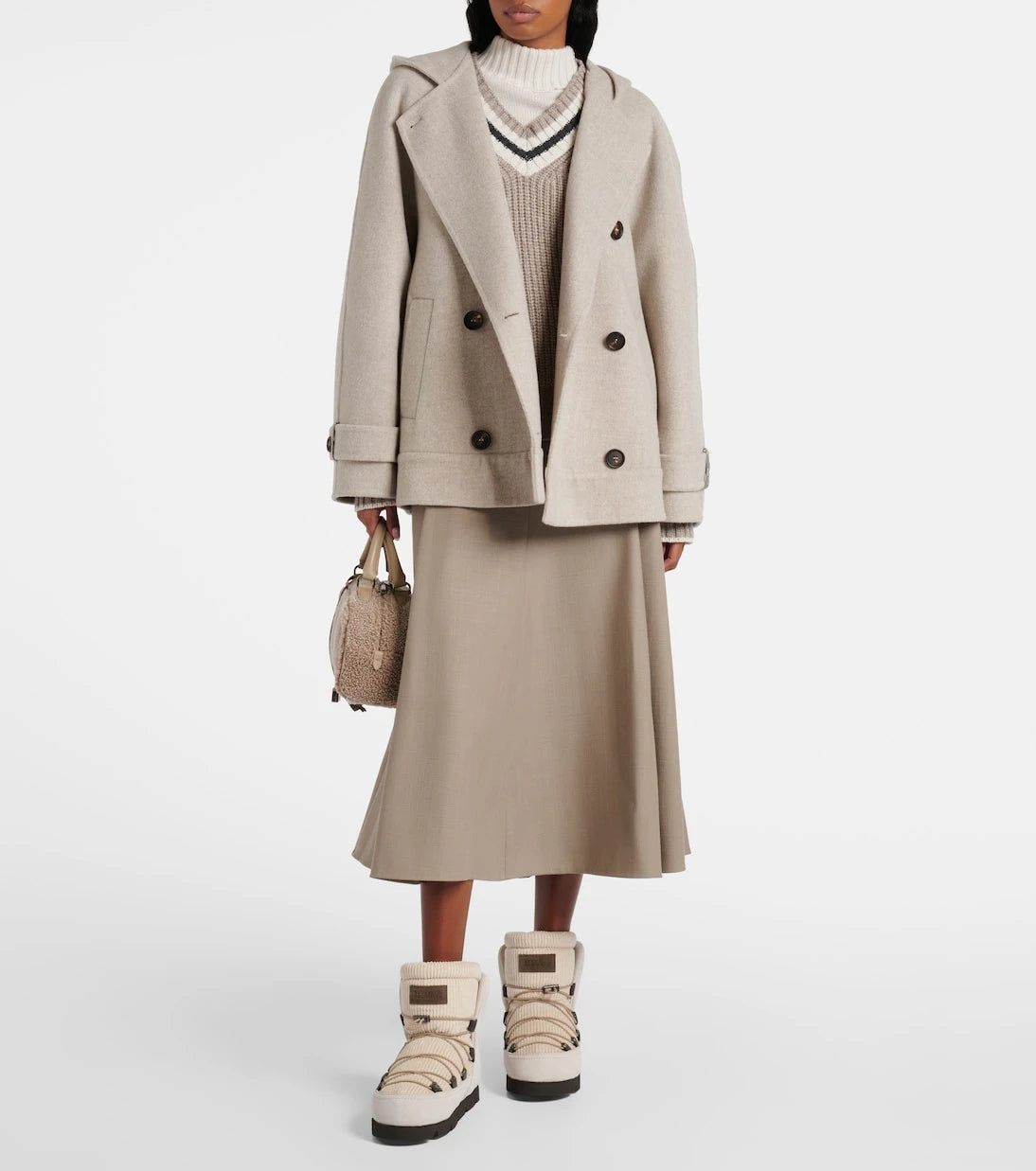 Brunello Cucinelli - Shearling-lined corduroy and suede snow boots