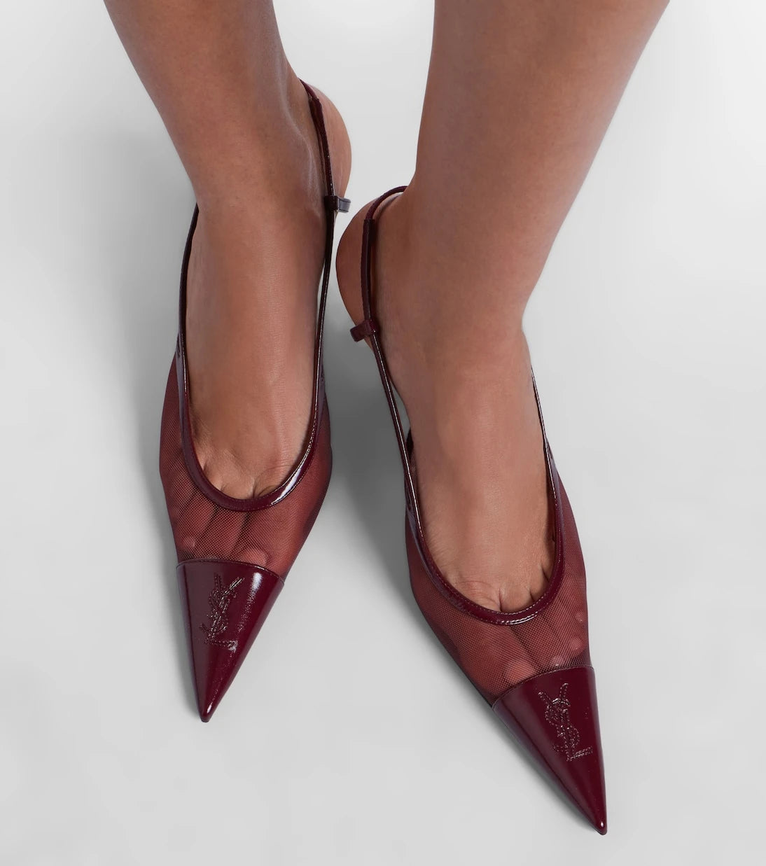 Saint Laurent - Renée leather-trimmed slingback pumps