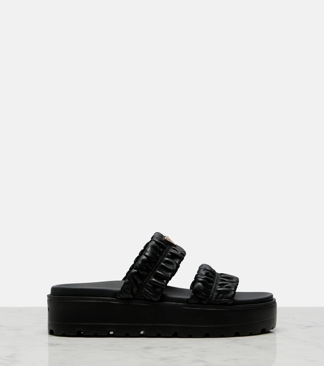 Prada - Matelassé deri platform sandaletler