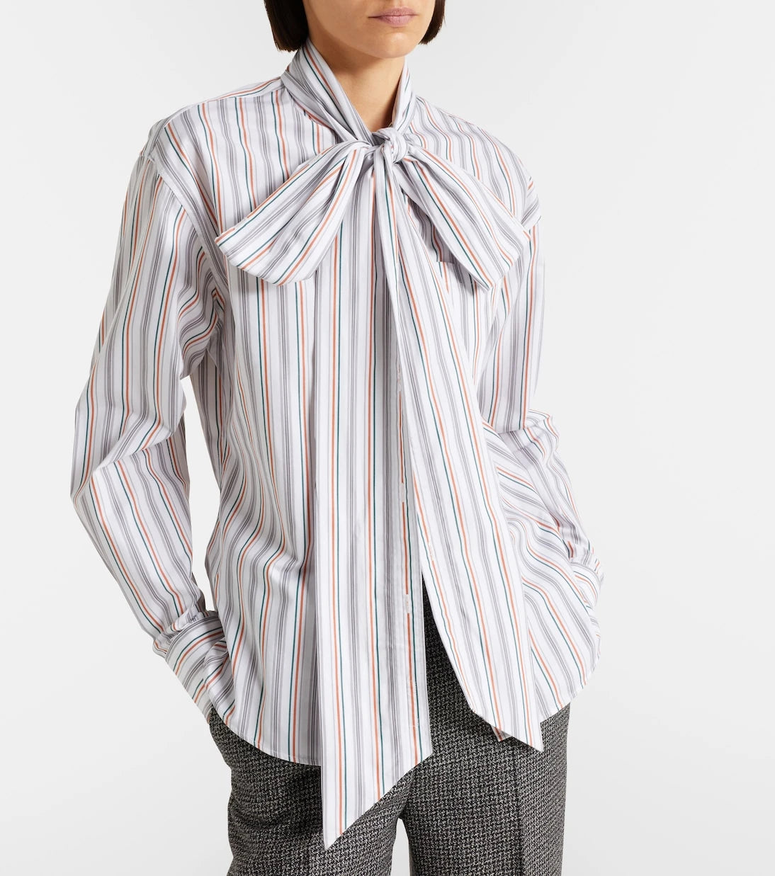 Acne Studios - Bow-detail striped cotton shirt