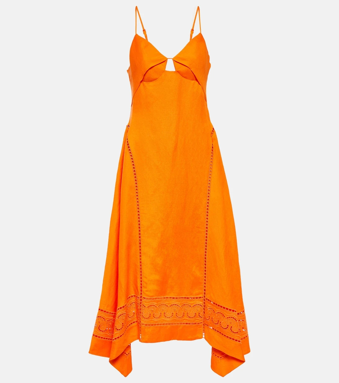 Simkhai - Valeria laser-cut linen-blend midi dress