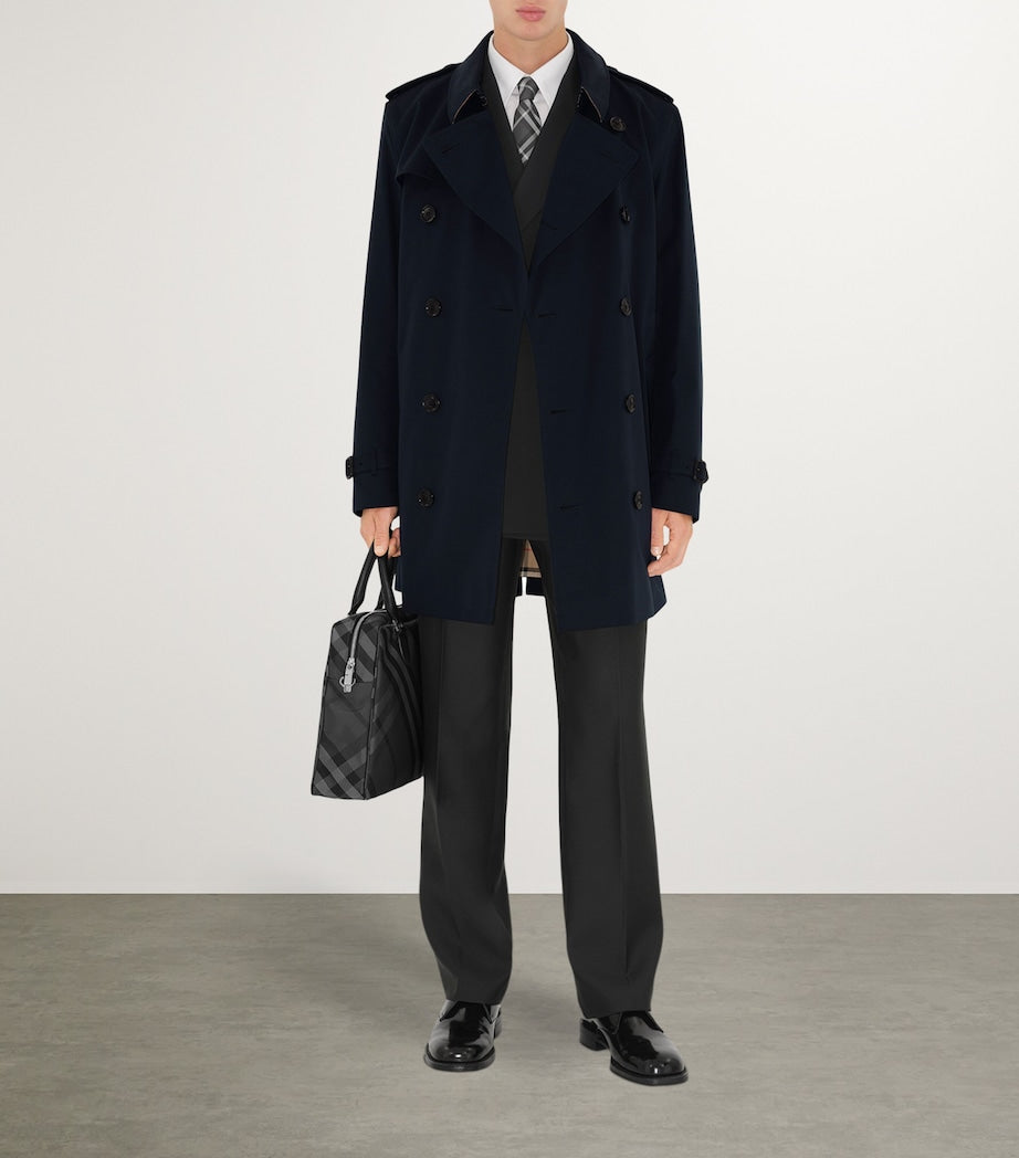 Burberry Blue Short Kensington Heritage Trench Coat