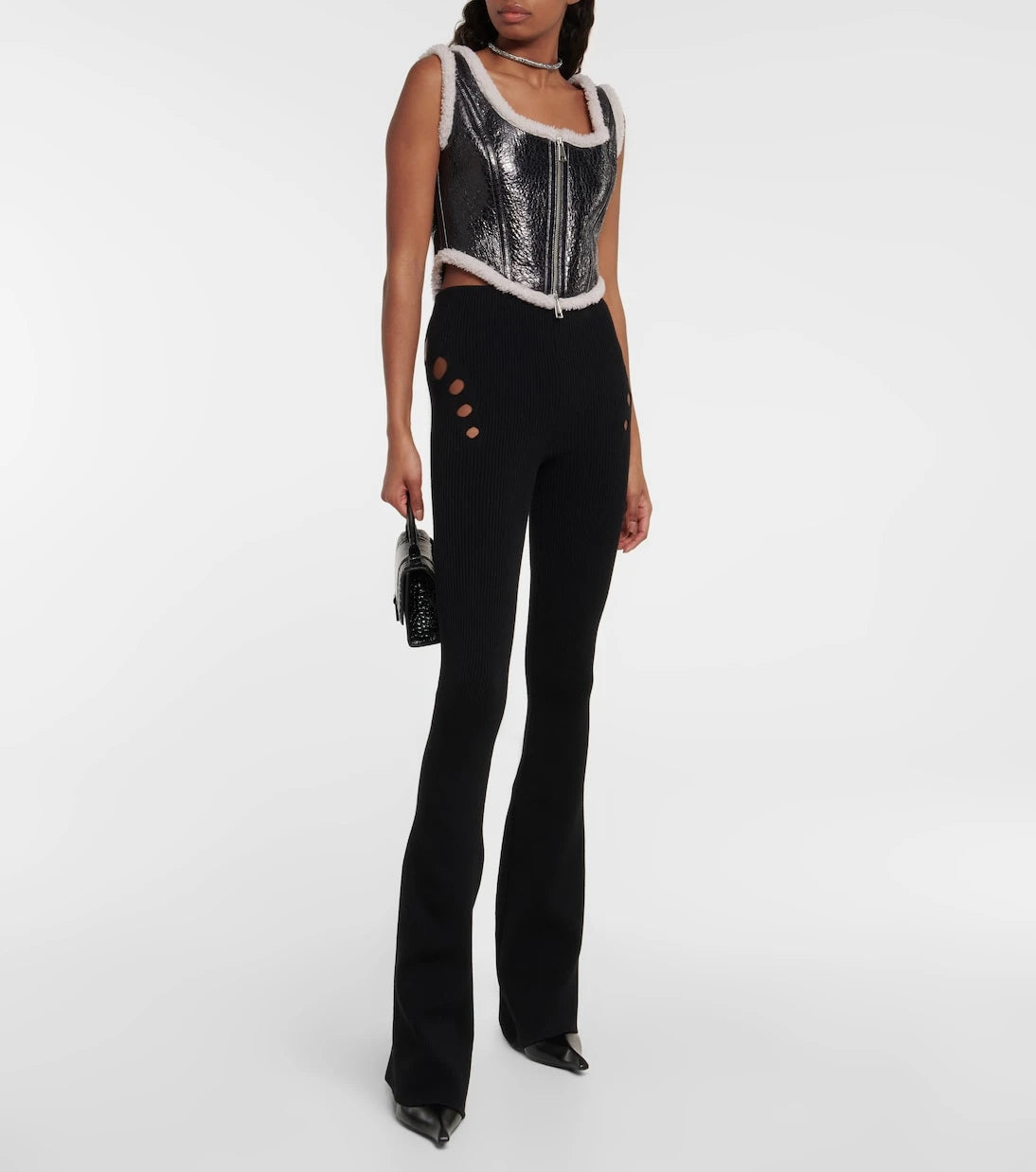 Jean Paul Gaultier - Laminated leather and shearling corset