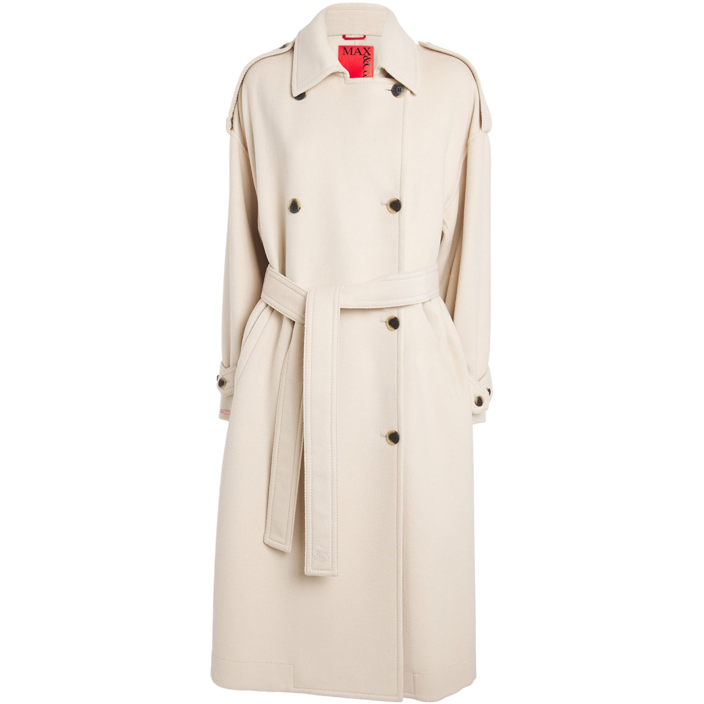 MAX&Co. White Virgin Wool Double-Breasted Coat