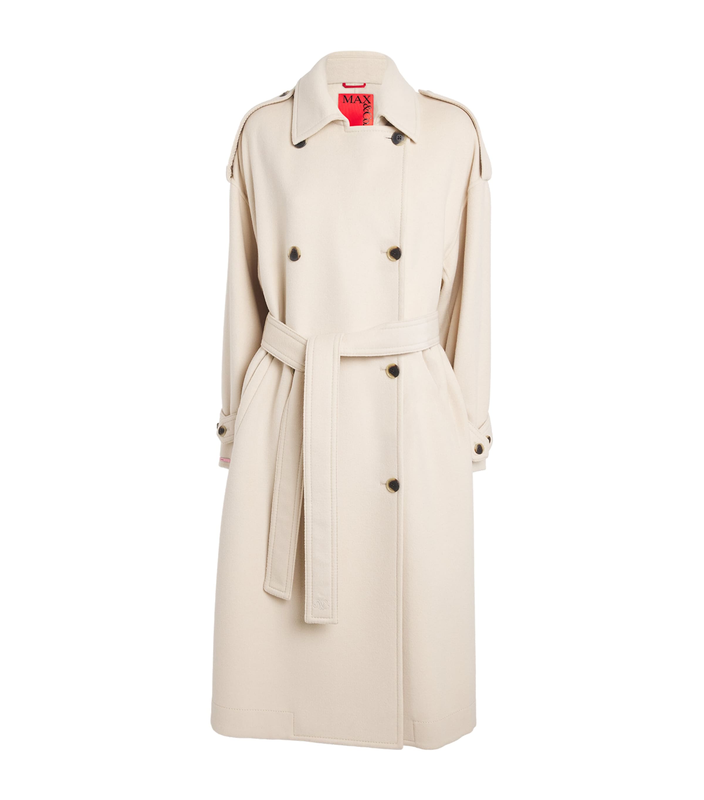 MAX&Co. White Virgin Wool Double-Breasted Coat