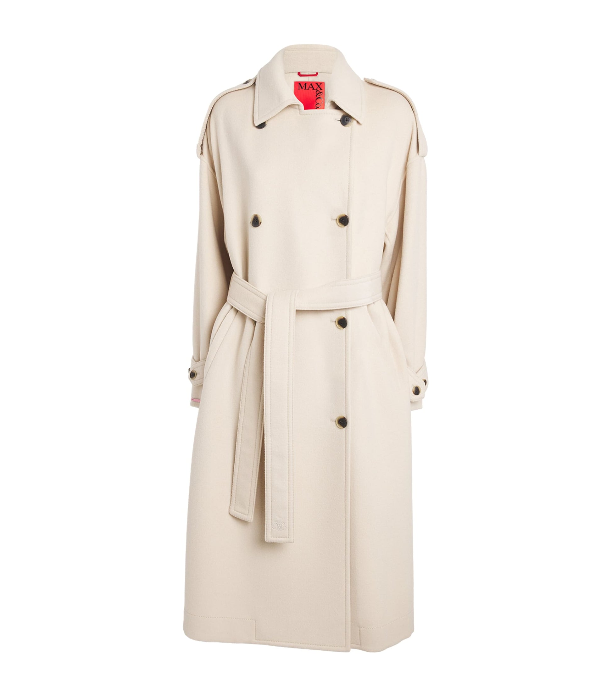 MAX&Co. White Virgin Wool Double-Breasted Coat