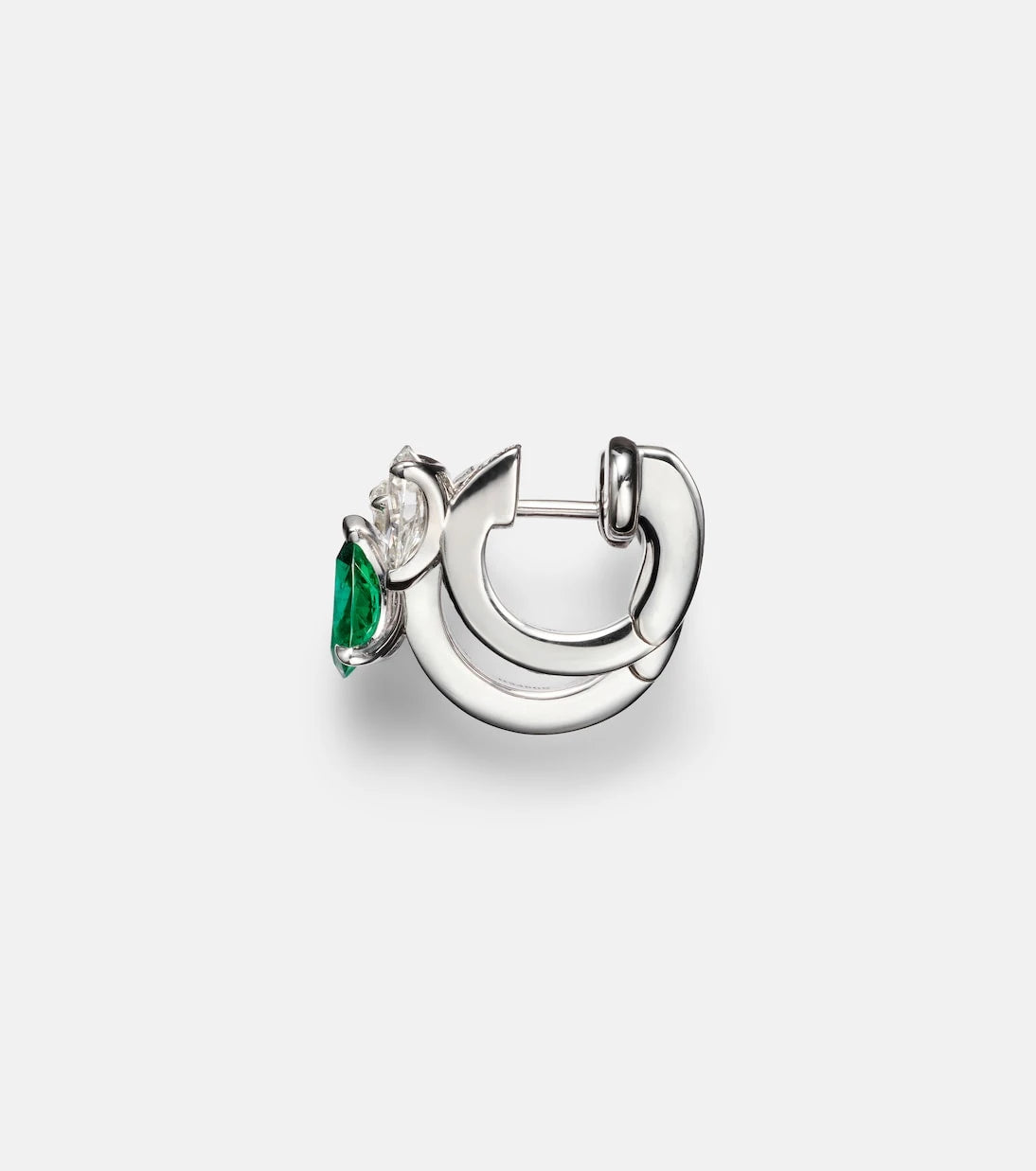 Repossi - Serti Sur Vide 18kt white gold single earring with diamonds and emerald
