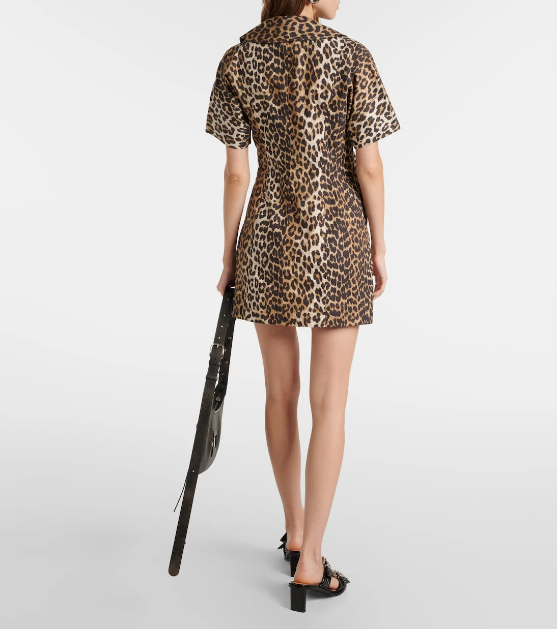 Ganni - Leopard-print cotton wrap dress