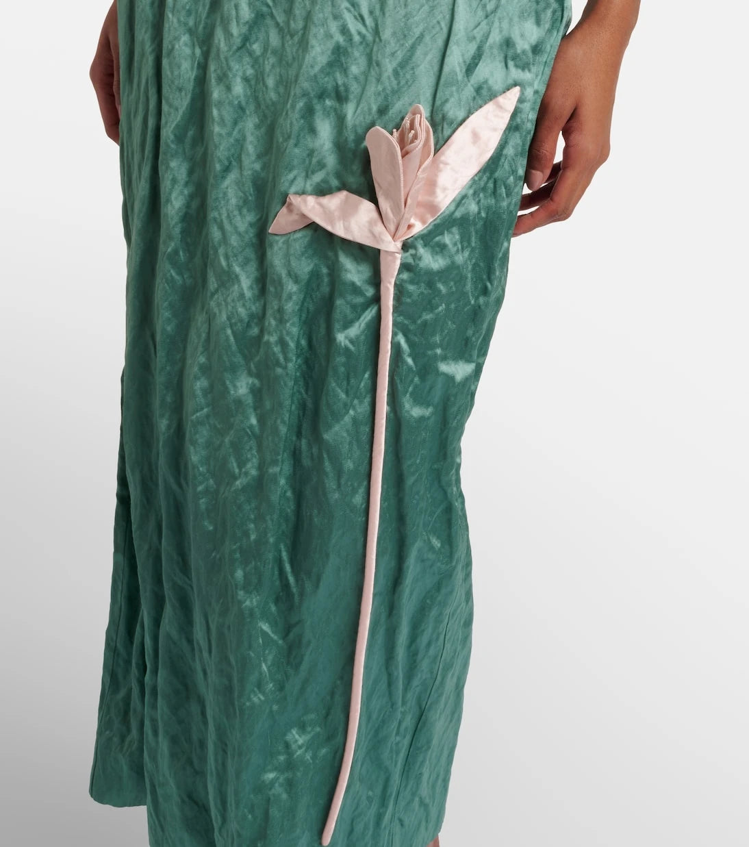 Erdem - Floral-appliqué satin midi dress