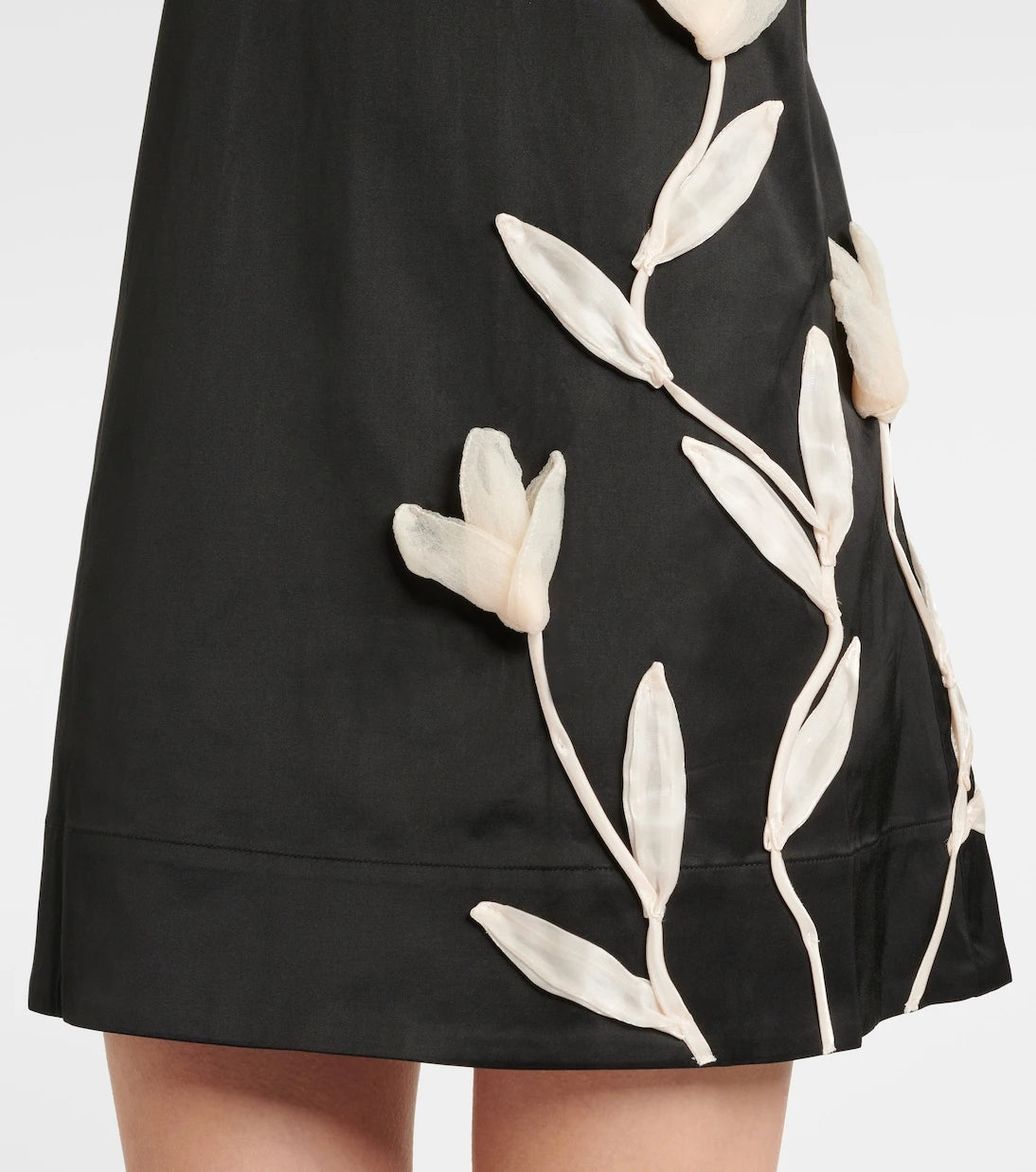 Staud - Ilana floral-appliqué satin minidress