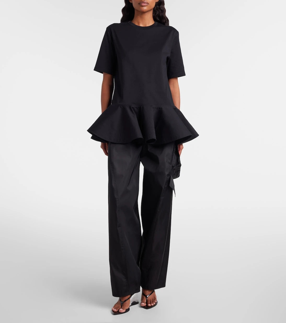 Alaïa - Peplum cotton jersey T-shirt