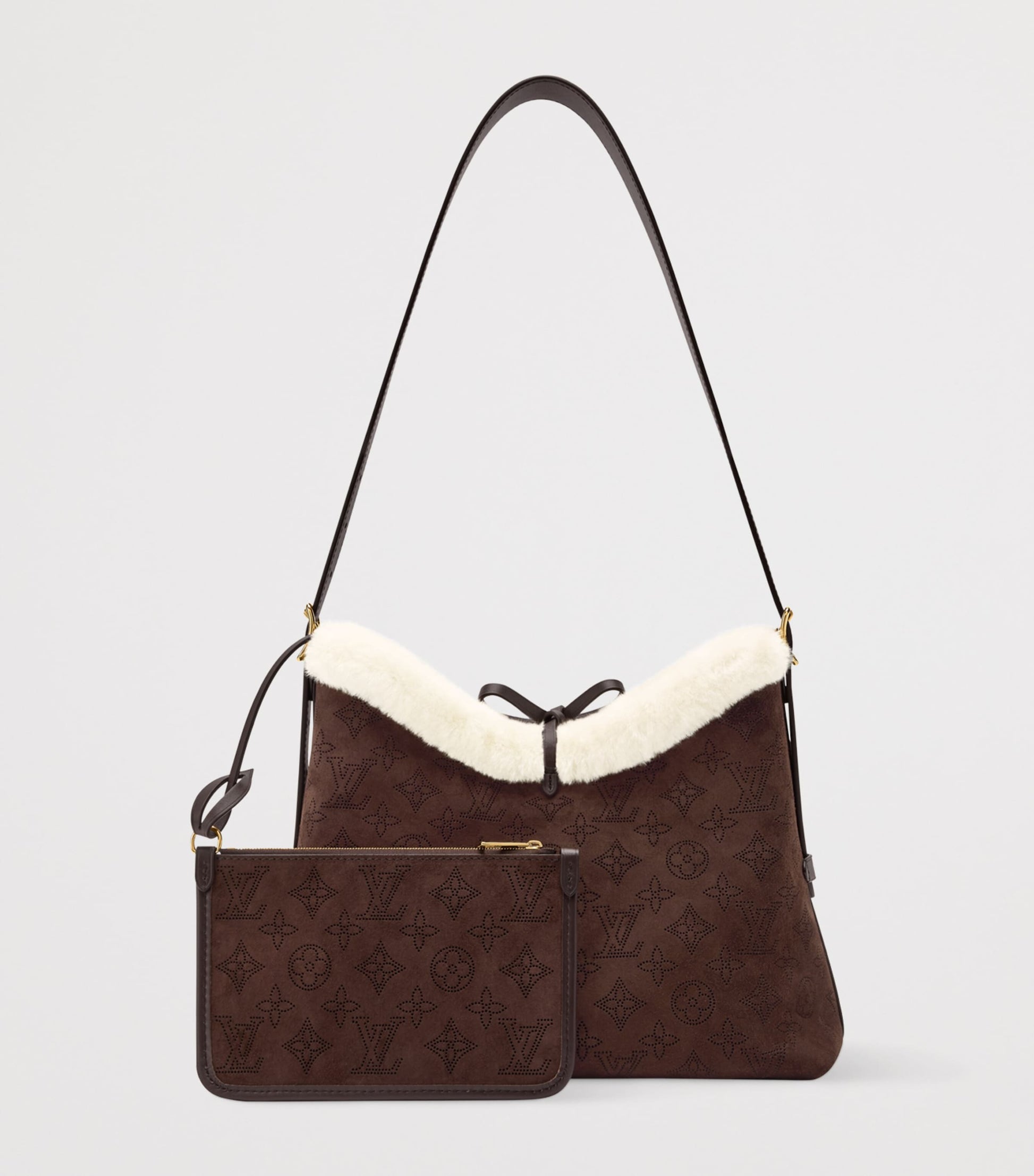 LOUIS VUITTON Suede CarryAll PM Shoulder Bag
