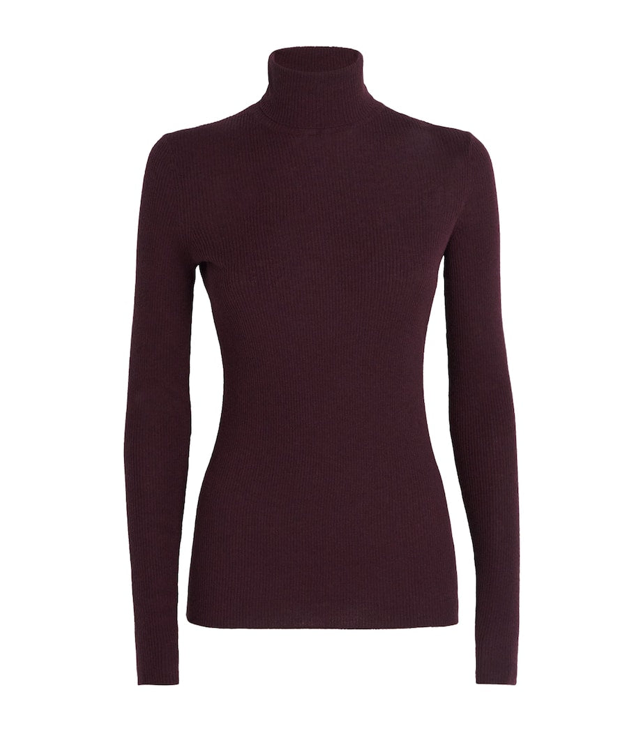 Maje Red Wool-Silk Rollneck Sweater