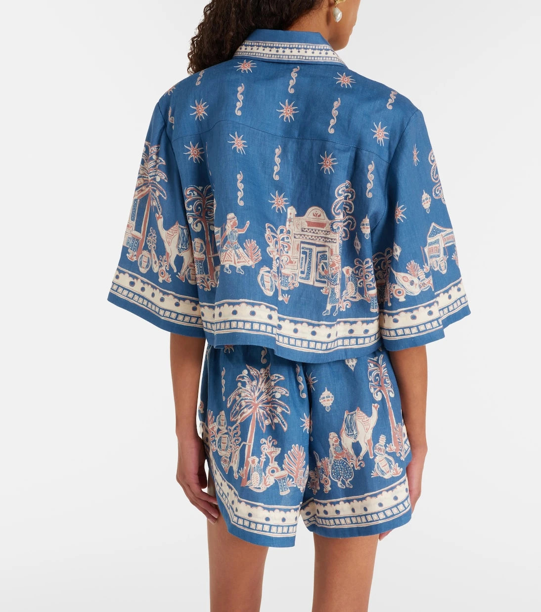 Alémais - Acacia printed cropped linen shirt