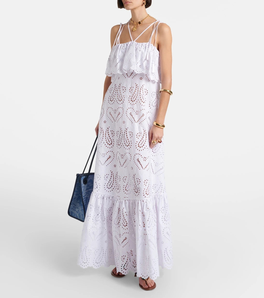 Etro - Broderie anglaise cotton-blend maxi dress