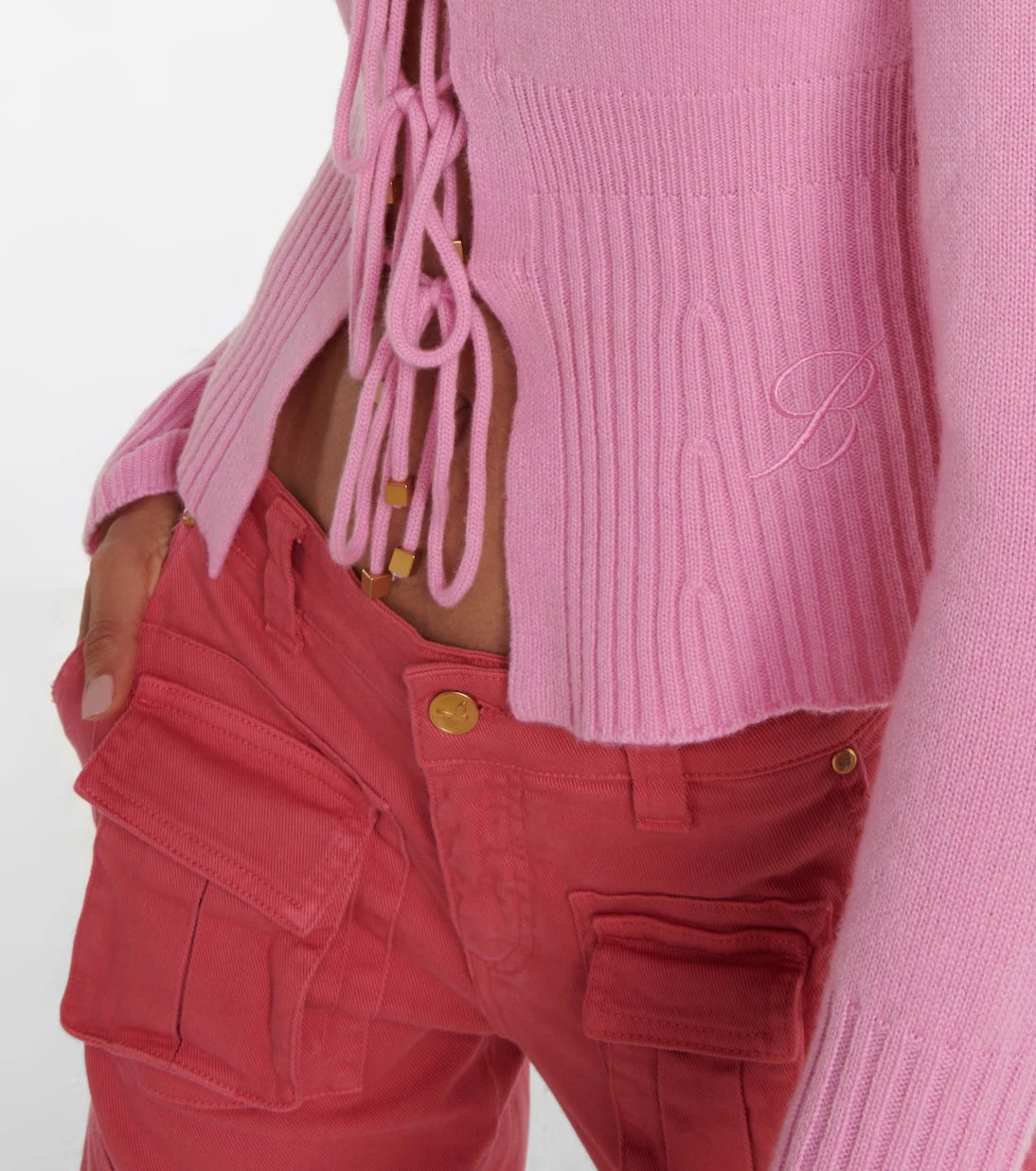 Blumarine - Ribbed-knit wool and cashmere cardigan