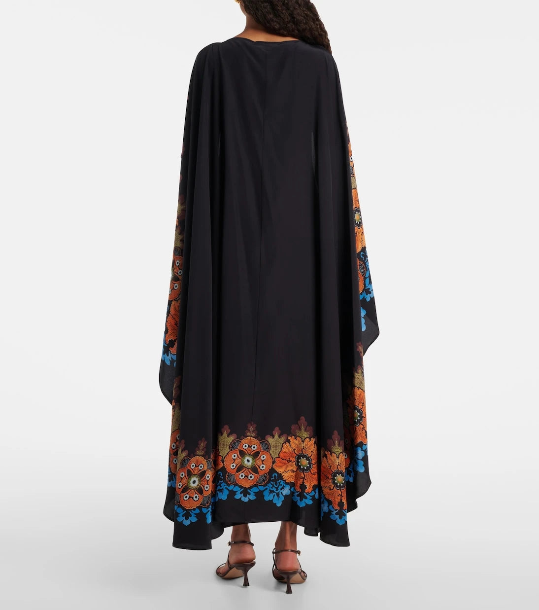 La DoubleJ - Magic caped floral silk midi dress