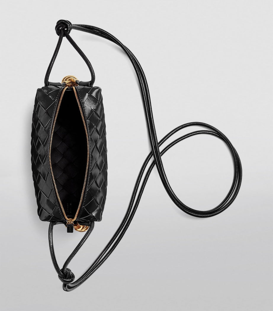 Bottega Veneta Black Mini Leather Loop Camera Bag