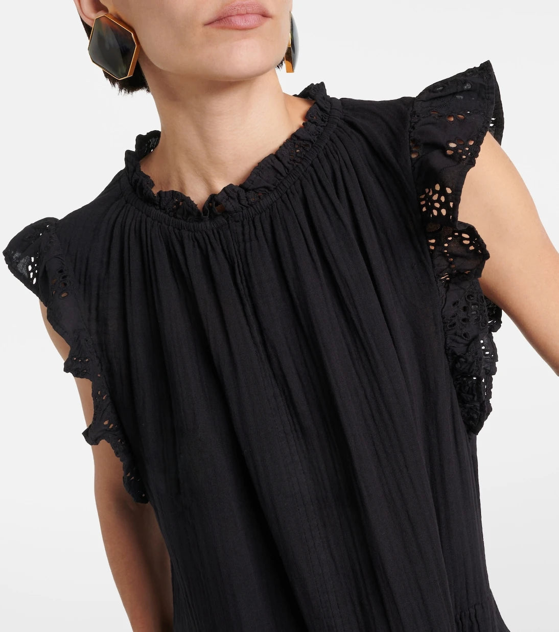 Velvet - Grace lace-trimmed cotton minidress