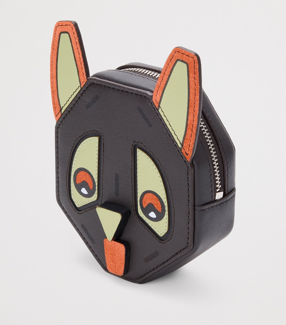 LOEWE Black Leather Futurist Cat Coin Purse