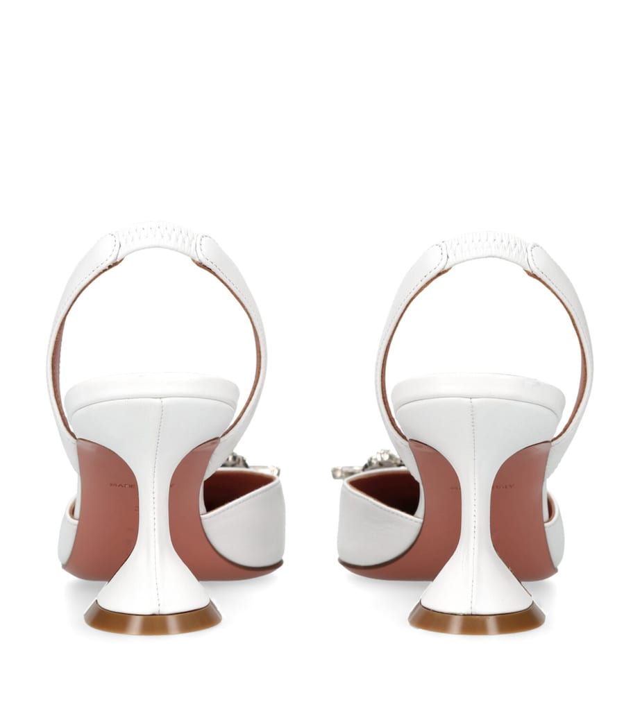 White Leather Begum Slingback Pumps 70