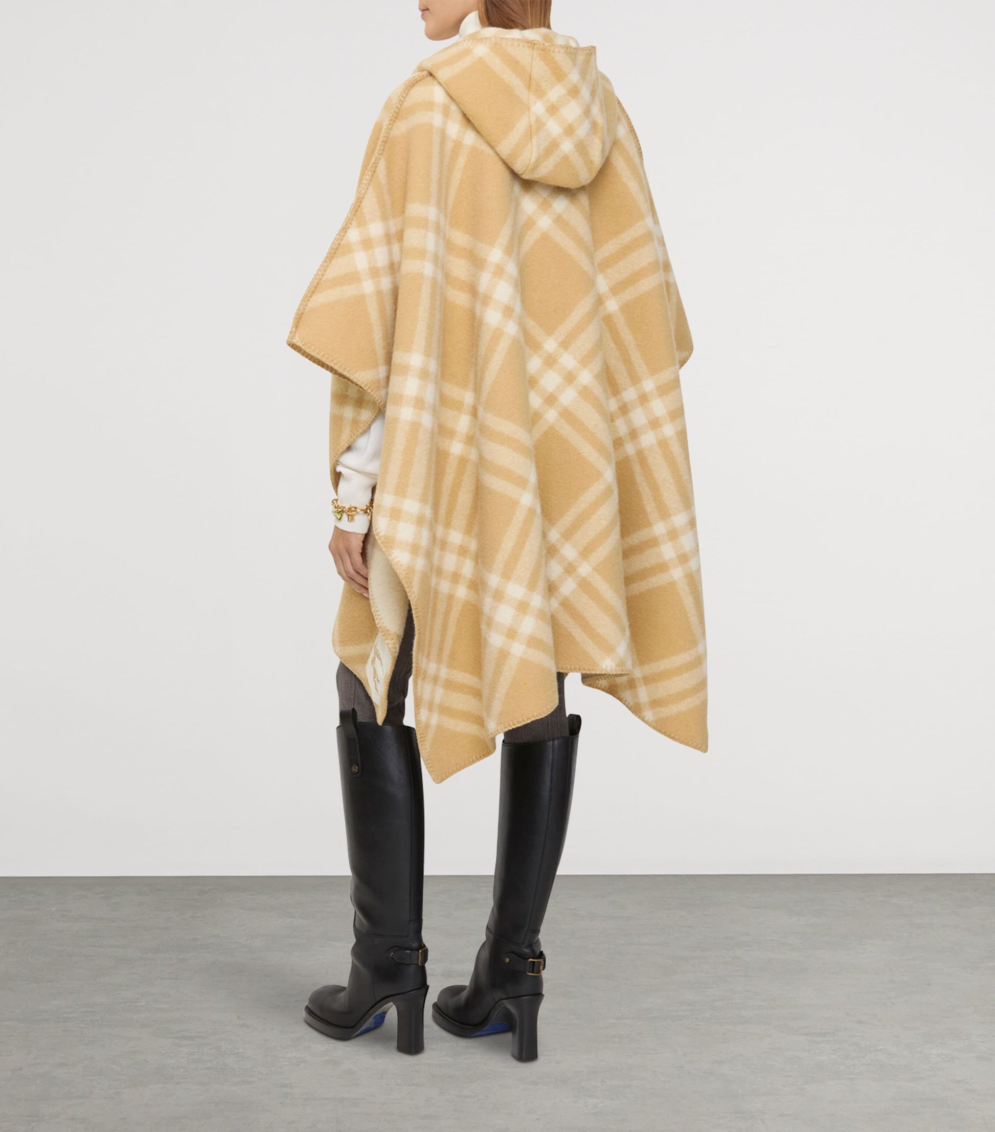 Burberry Beige Wool Reversible Check Cape