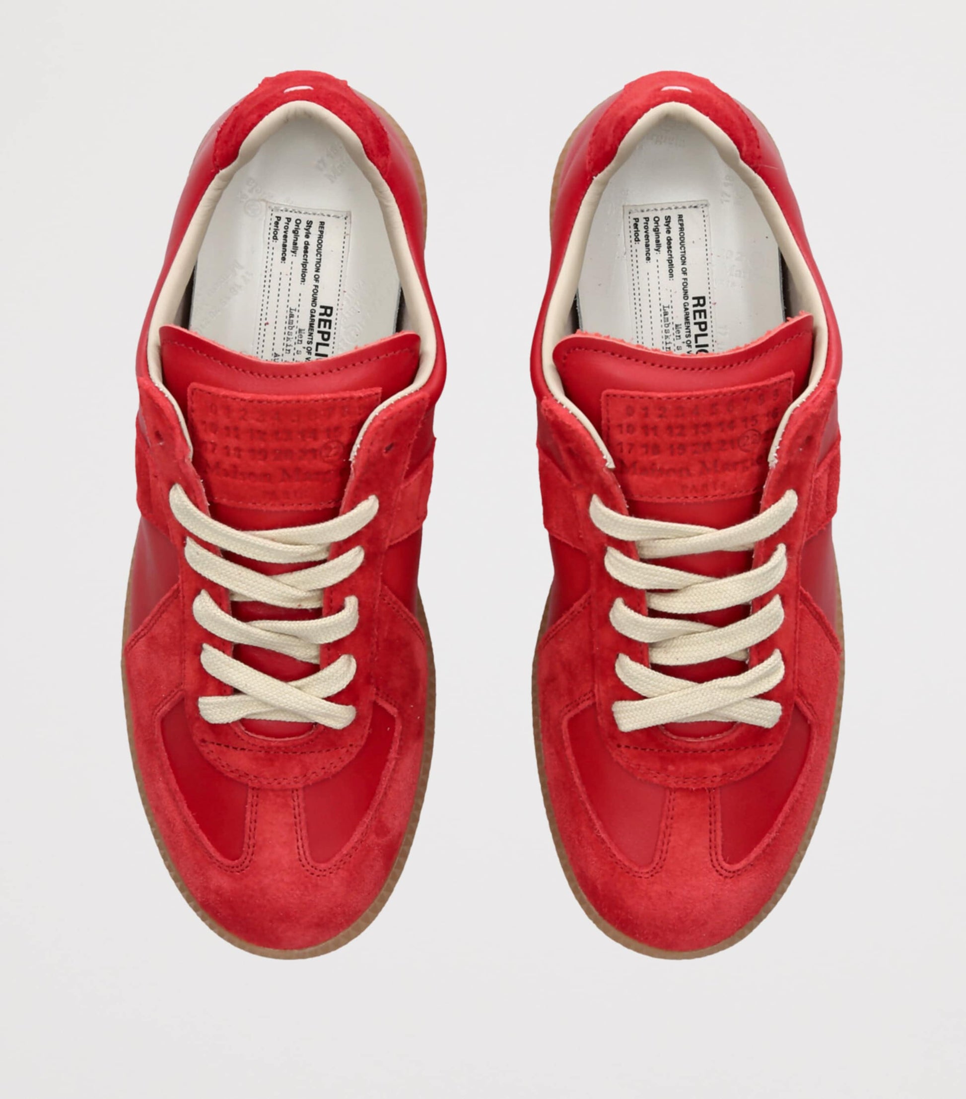 Red Leather-Suede Replica Sneakers