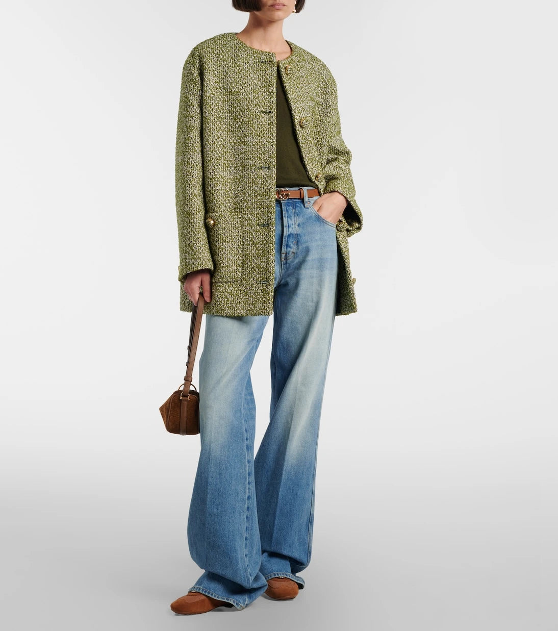 Gucci - Yarım At Tasmalı Süet Omuz Çantası
