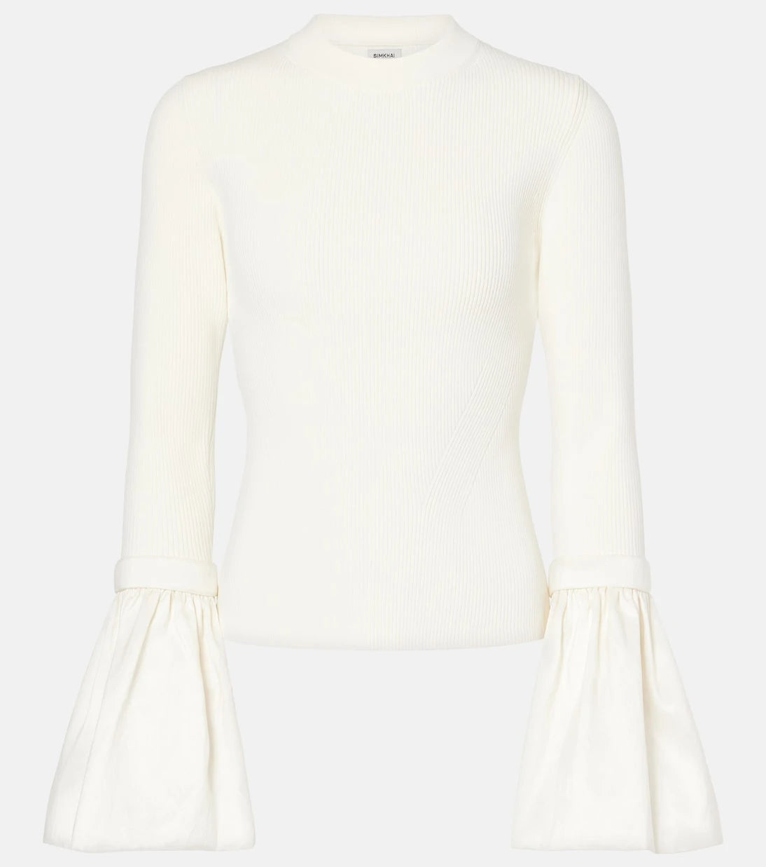 Simkhai - Agata taffeta-trimmed ribbed-knit top