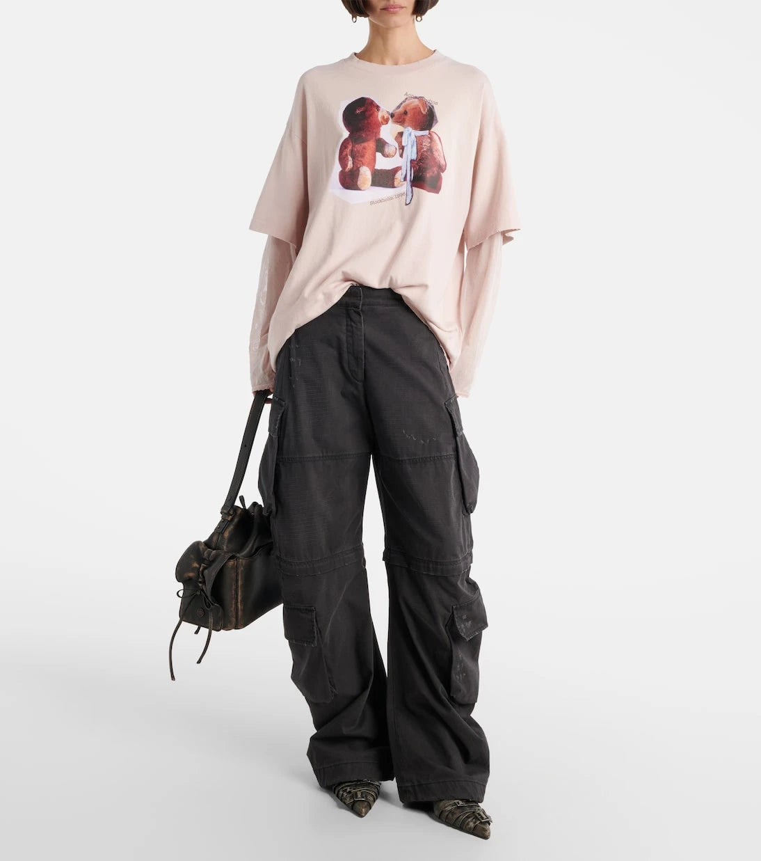 Acne Studios - بنطلون كارجو قطني بقصة ساق برميلية