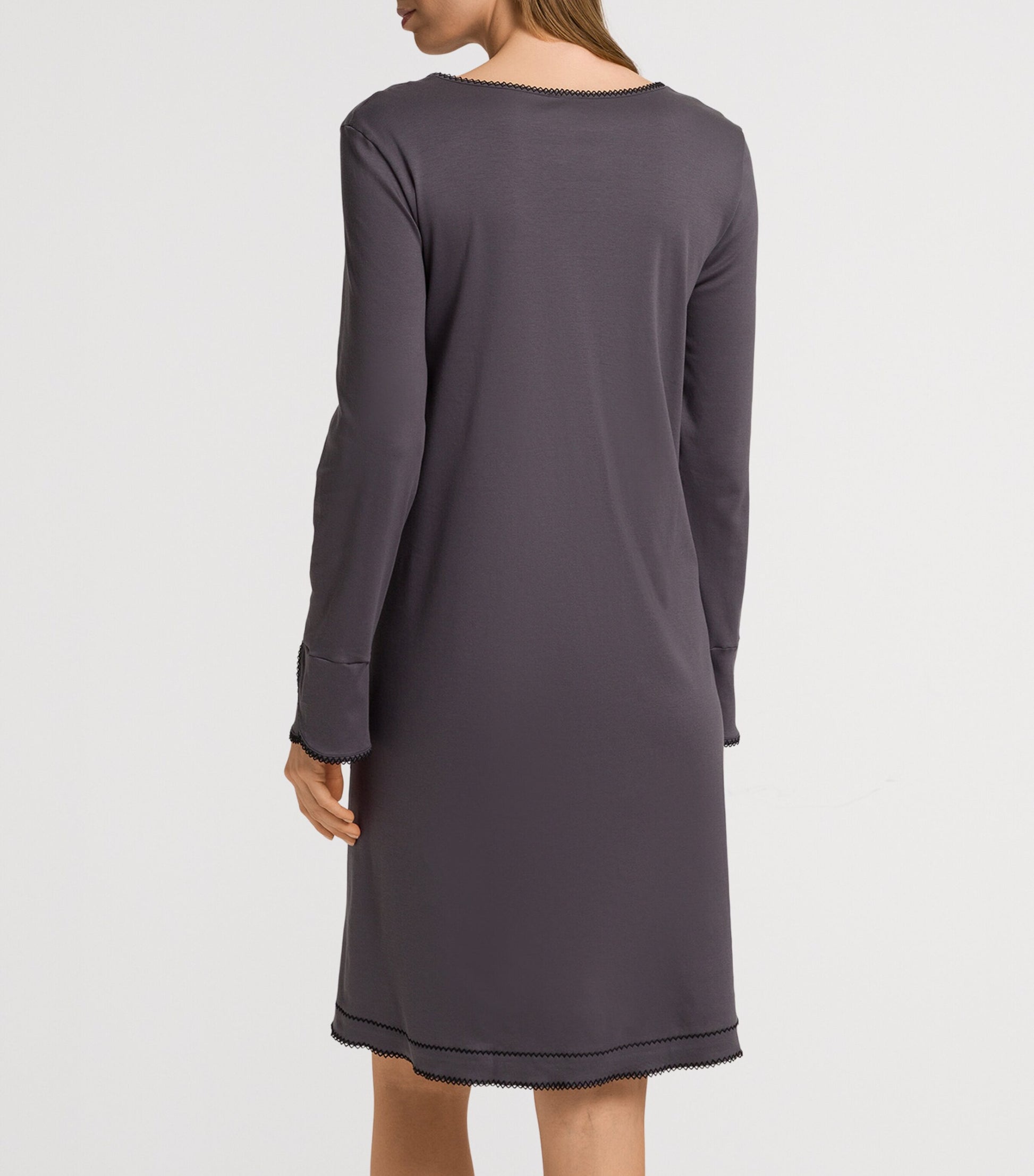 Cotton Long-Sleeve Una Nightdress BLACK PEARL