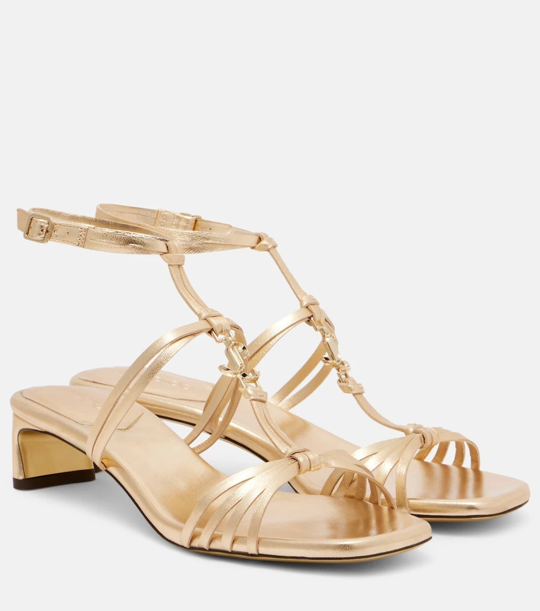 Jimmy Choo - صندل فران 35 من الجلد المعدني