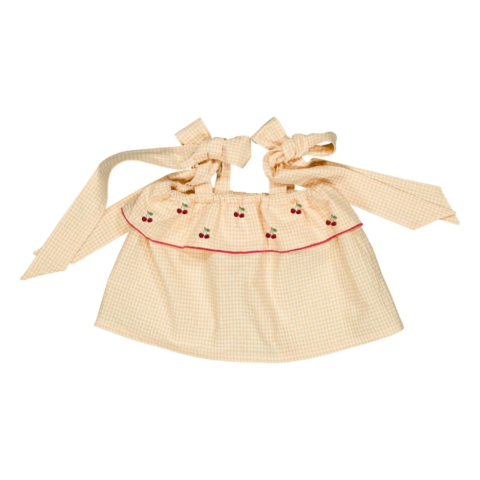 Loir - Blouse Castille Vichy Cerises Coton Bio | Yellow