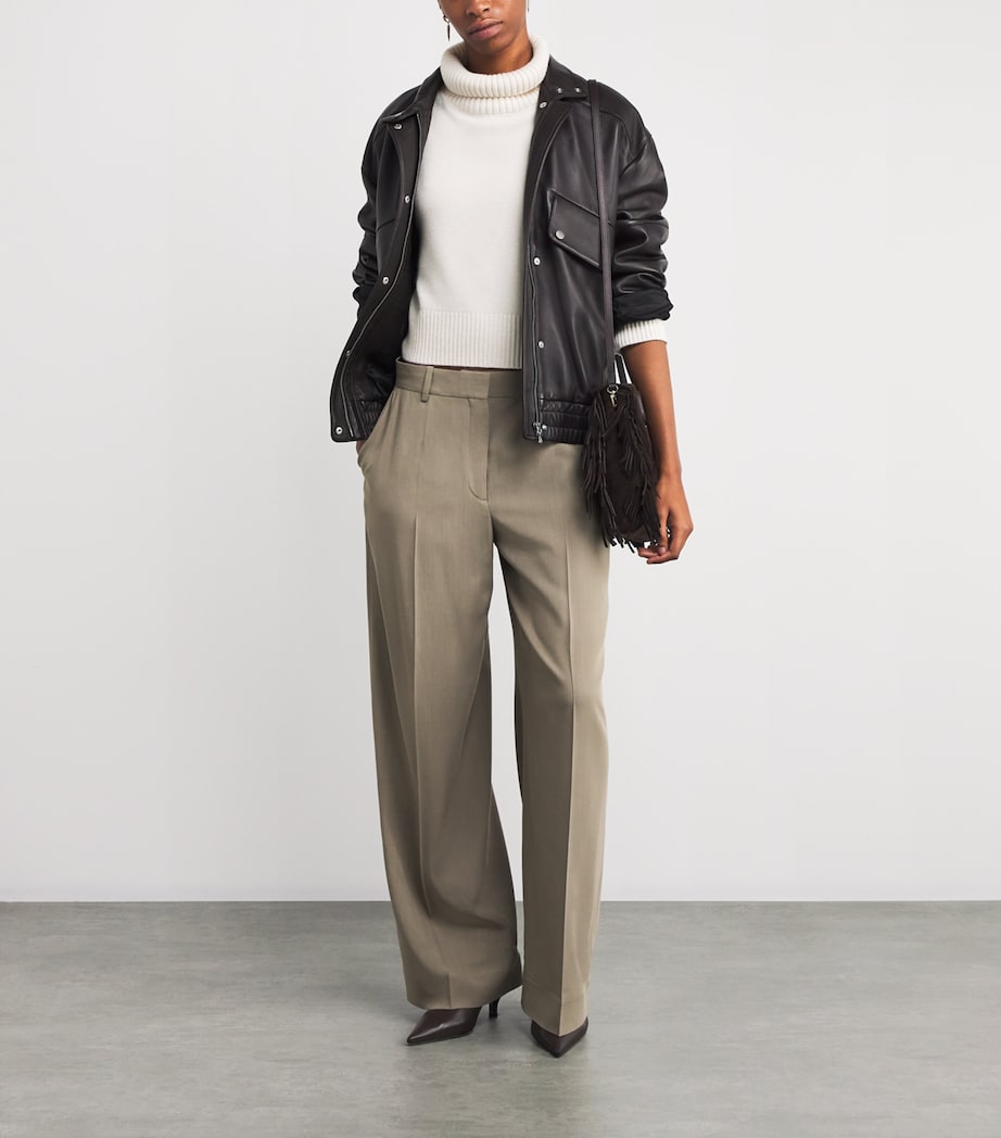 White Cashmere-Blend Rollneck Sweater