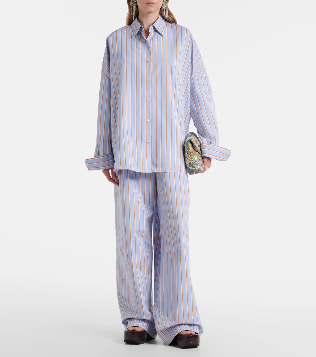Dries Van Noten - Striped cotton wide-leg pants