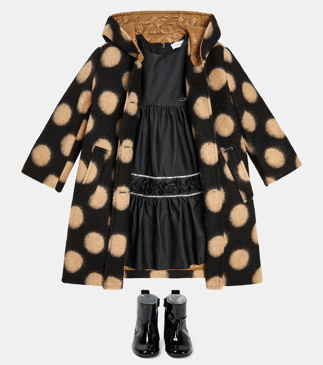 Monnalisa - Polka-dot wool-blend coat