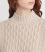 Beige Virgin Wool High-Neck Sweater